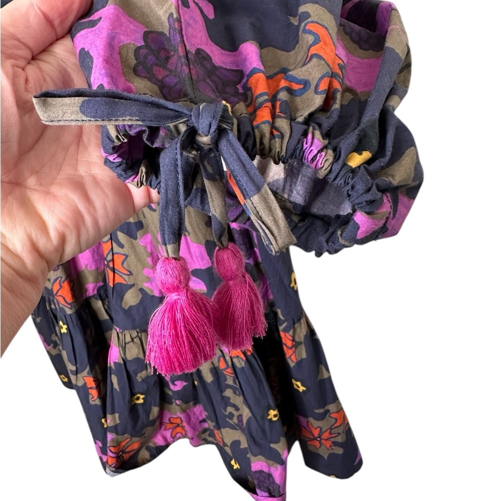 OLIPHANT Suzani Yoke Dress Tiered Floral Tassel Sleeves Size XS - Picture 9 of 15